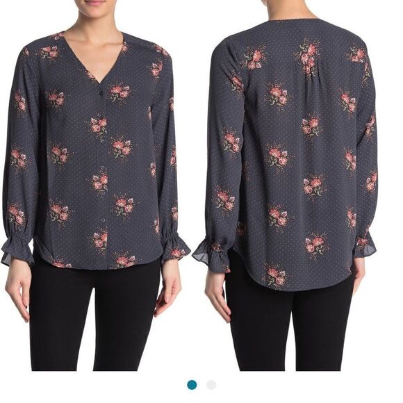 Tahari Floral Dot Blouse Size XL - Picture 1 of 4